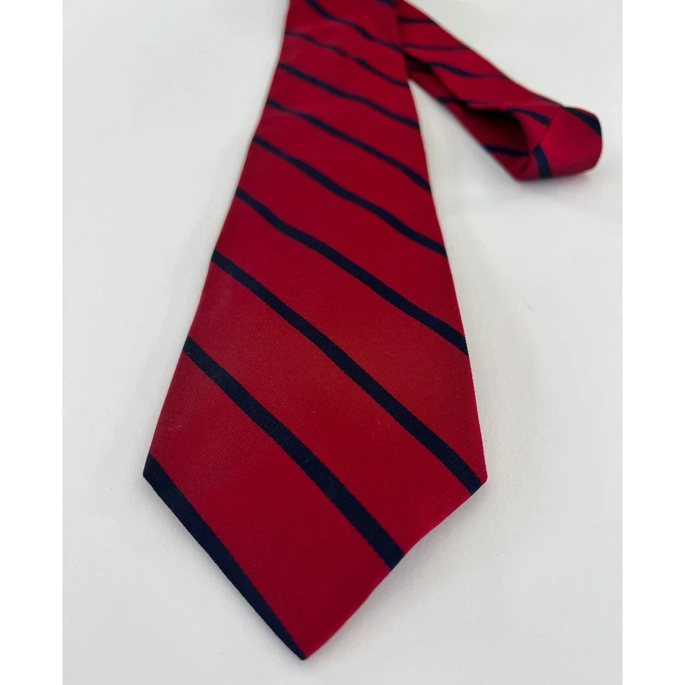 Brooks Brothers Makers Red Navy Blue Striped Silk Repp Tie Mens Classic Formal
